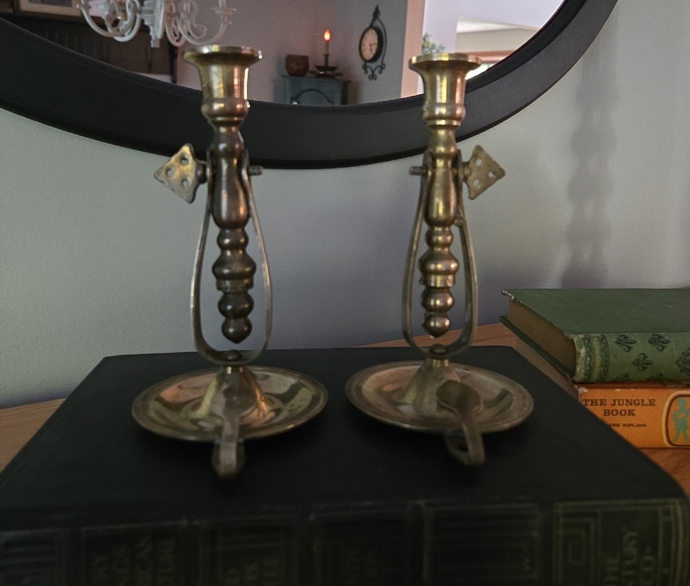 Vintage Ship's Gimbal Brass Candlestick Holders